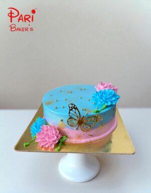 floral with golden butterfly cake