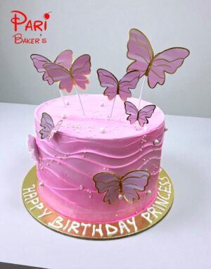 light pink butterfly cake