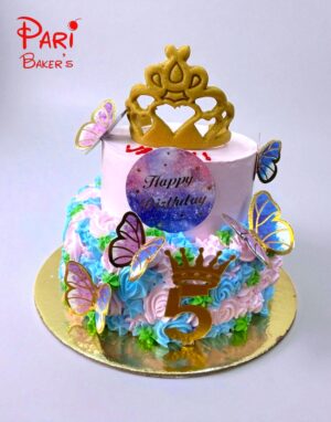 floral 2 tier butterfly cake