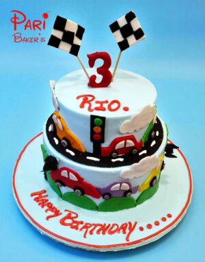 2 tier fondant car cakes
