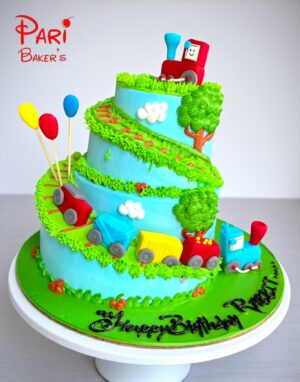 elegant 3 tier train cake