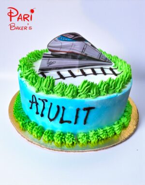 bullet train cutout cake